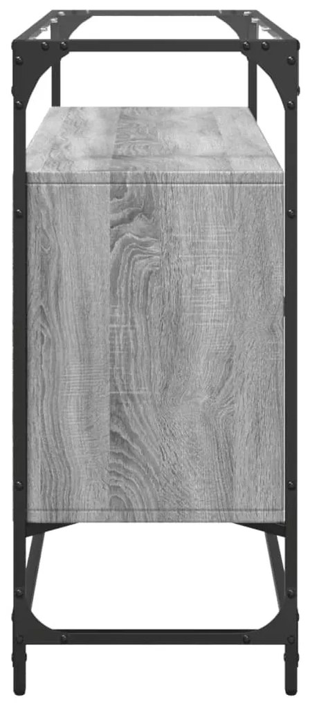 szürke sonoma szerelt fa tálalószekrény üveglappal 98x35x81 cm