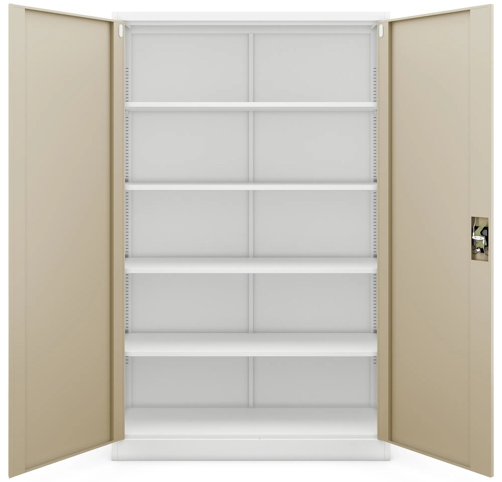 Fém irodai iratszekrény, széles, fehér/arany tölgy, 1150x1850x400 mm: JAN II Eco Design