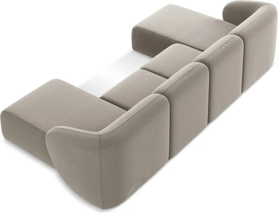 Világosbarna bársony sarokkanapé (U alakú) Lani – Makamii