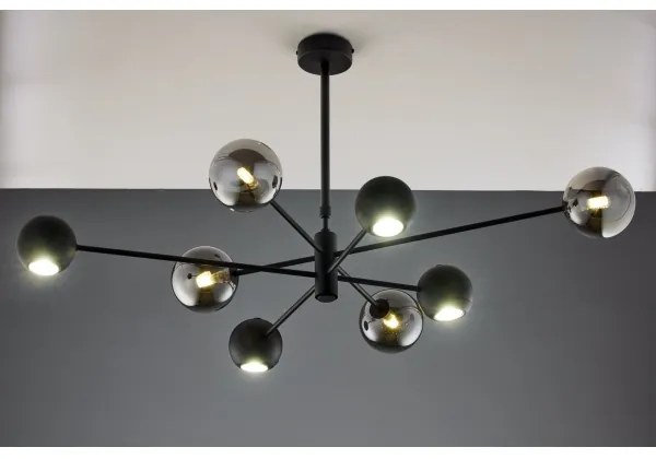 Jupiter 1975 - Csillár rúdon MOKA 4xGU10/10W/230V + 4xG9/10W/230V fekete/króm