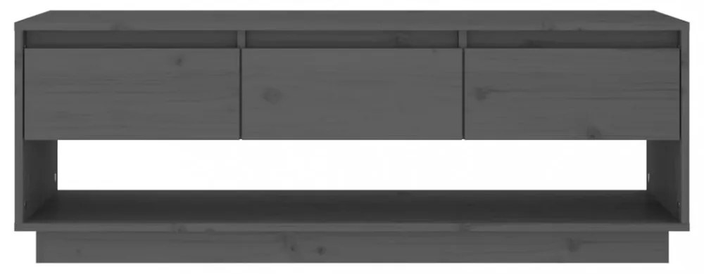 szürke tömör fenyőfa TV-szekrény 110,5x34x40 cm