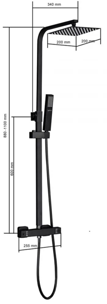 Mazama Black zuhanyszett termosztátos csapteleppel