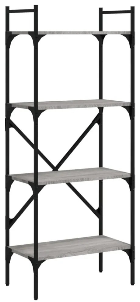 4 szintes szürke sonoma színű fa könyvespolc 56x31,5x138,5 cm