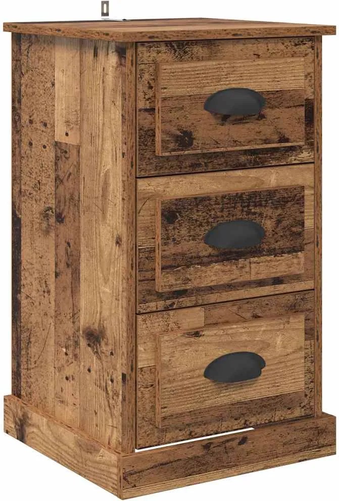 vidaXL Éjjeliszekrény fiókkal Öreg fa 39 x 39 x 67,5 cm Faanyag