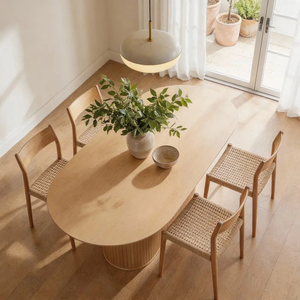 Étkezőasztal tölgyfa dekoros asztallappal 95x180 cm Nola – Unique Furniture