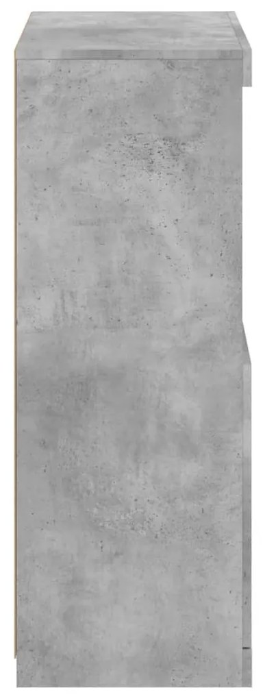 betonszürke tálalószekrény LED-világítással 60,5 x 37 x 100 cm