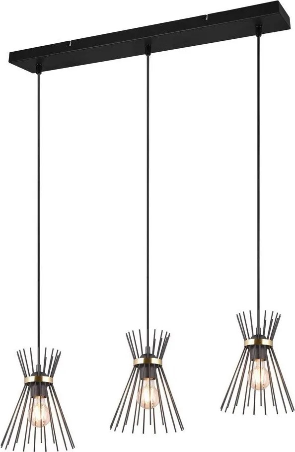 TRIO R31533080 ROD Többágú Függesztett Lámpa Fekete, Arany E27 IP20