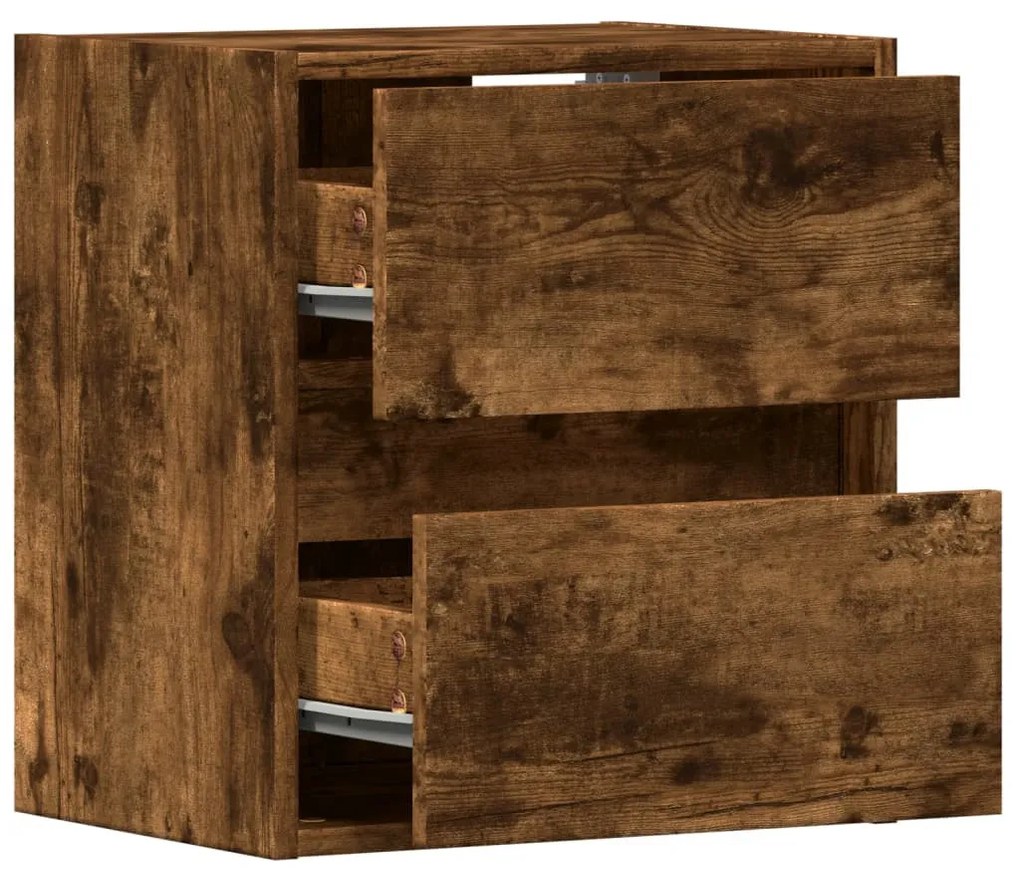 2 db füstös tölgy fali TV-szekrény LED-ekkel 41 x 31 x 45 cm