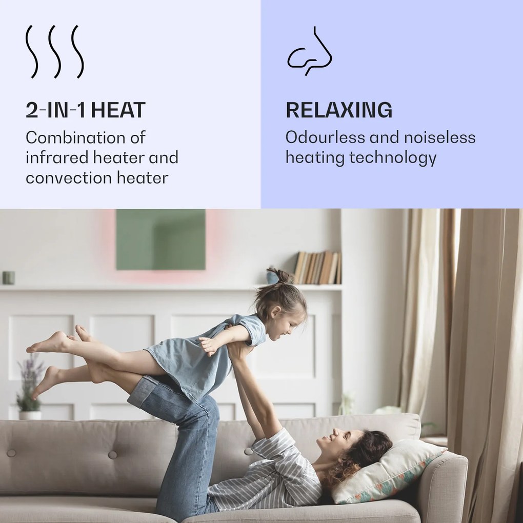 Klarstein Mojave 500 smart, infravörös hősugárzó 2 az 1-ben, konvektor, 60 x 60 cm, 500 W, RGB világítás