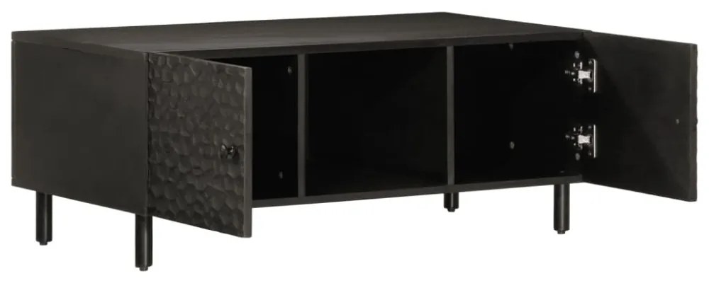 fekete tömör mangófa dohányzóasztal 100 x 54 x 40 cm