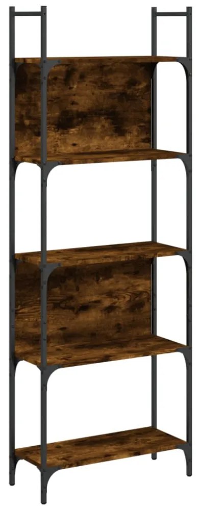 5 szintes füstös tölgy szerelt fa könyvespolc 60,5x24x166,5 cm