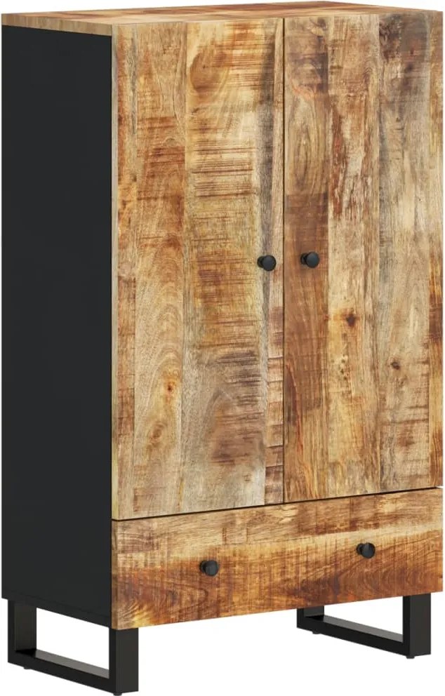 vidaXL tömör mangófa és vas magasszekrény fiókkal 60x33x100 cm
