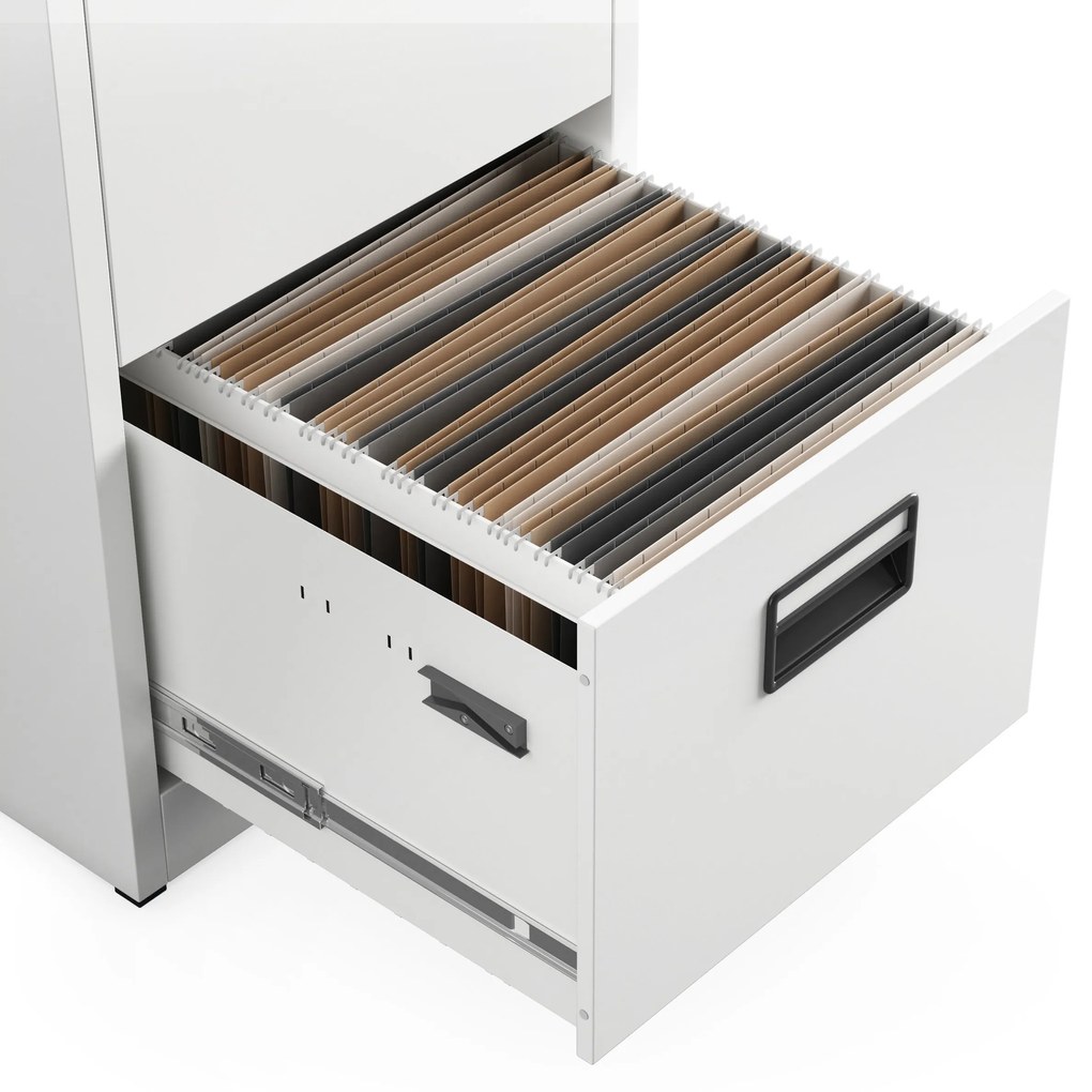 Fém irattartó szekrény, 3 fiókos SARA V3, 460 x 1020 x 620 mm, fehér