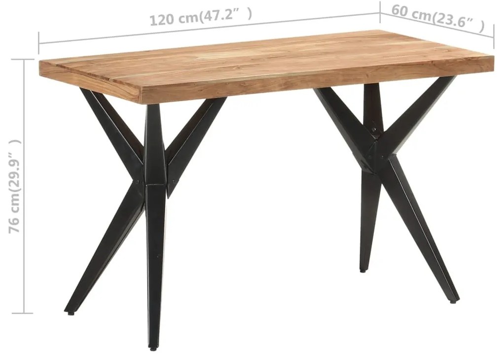 tömör akácfa étkezőasztal 120 x 60 x 76 cm