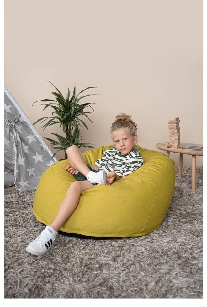 Krémszínű buklé gyerek babzsákfotel Om 85 – SLOWDOWN