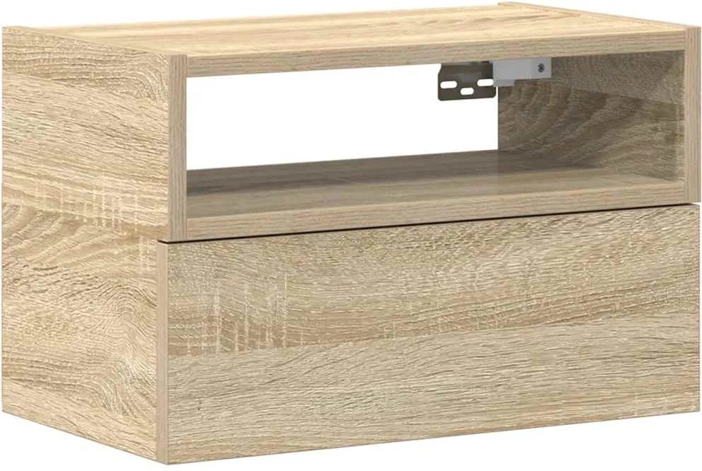 vidaXL sonoma tölgy színű falra szerelhető éjjeliszekrény 45x26x28,5cm