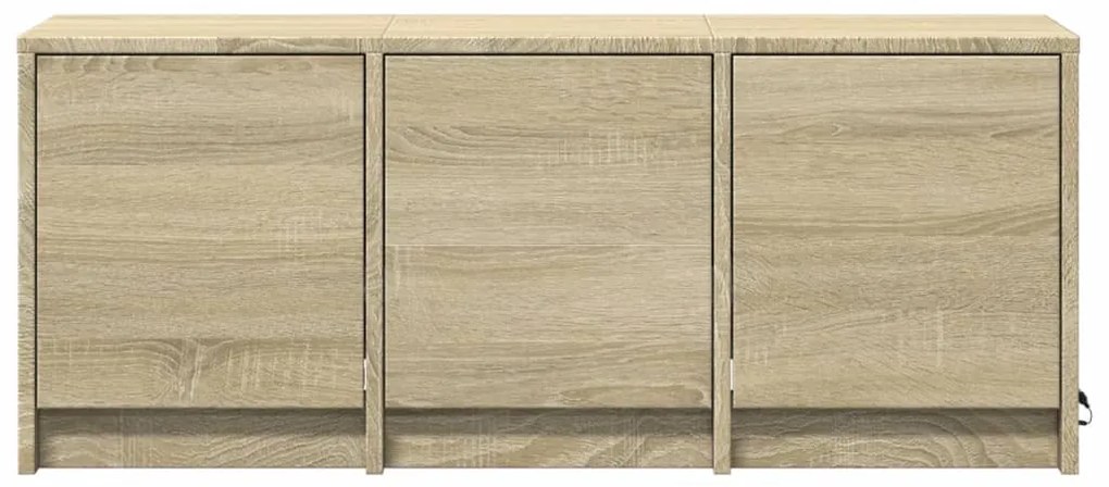 sonoma tölgy színű szerelt fa TV-szekrény LED-del 97x34x40 cm