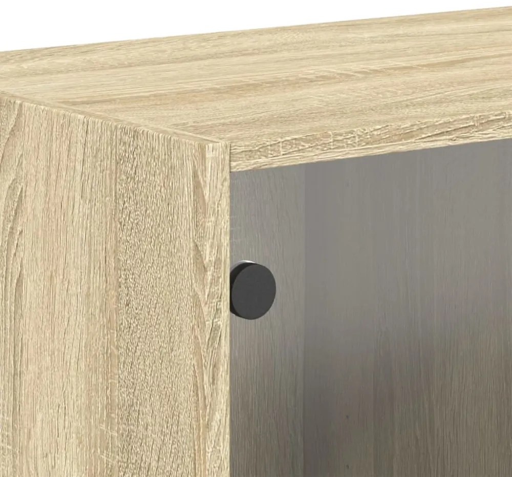 2 db sonoma tölgy színű faliszekrény üvegajtókkal 68,5x37x35 cm