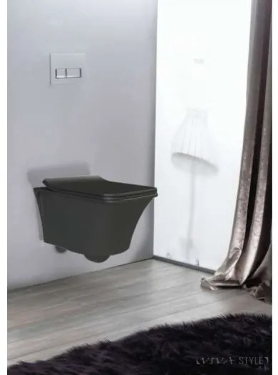 CeraStyle IBIZA fali WC - MATT FEKETE - BEÉPÍTETT bidé funkcióval - perem nélküli