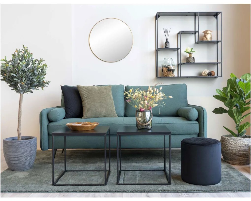 Vita dohányzóasztal fekete, fekete kerettel, 45x45x45 cm