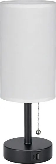 BRILAGI - Asztali lámpa USB-porttal TABLON 1xE27/25W/230V fekete/fehér