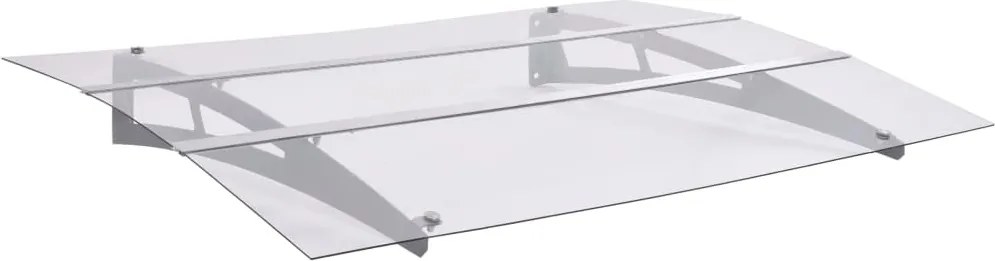 vidaXL ezüstszínű és átlátszó polikarbonát ajtó előtető 120 x 90 cm
