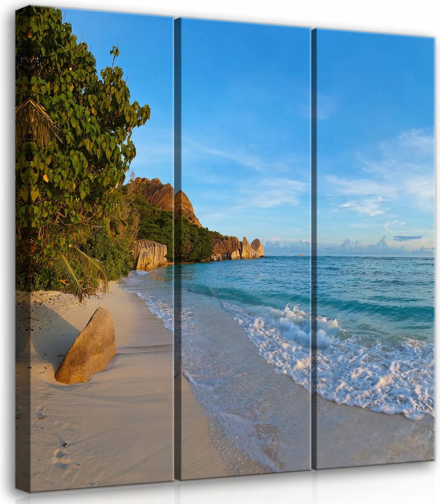 Vászonkép 90x100 Trópusi tengerpart óceán tenger hullámok homok természet táj paradicsom