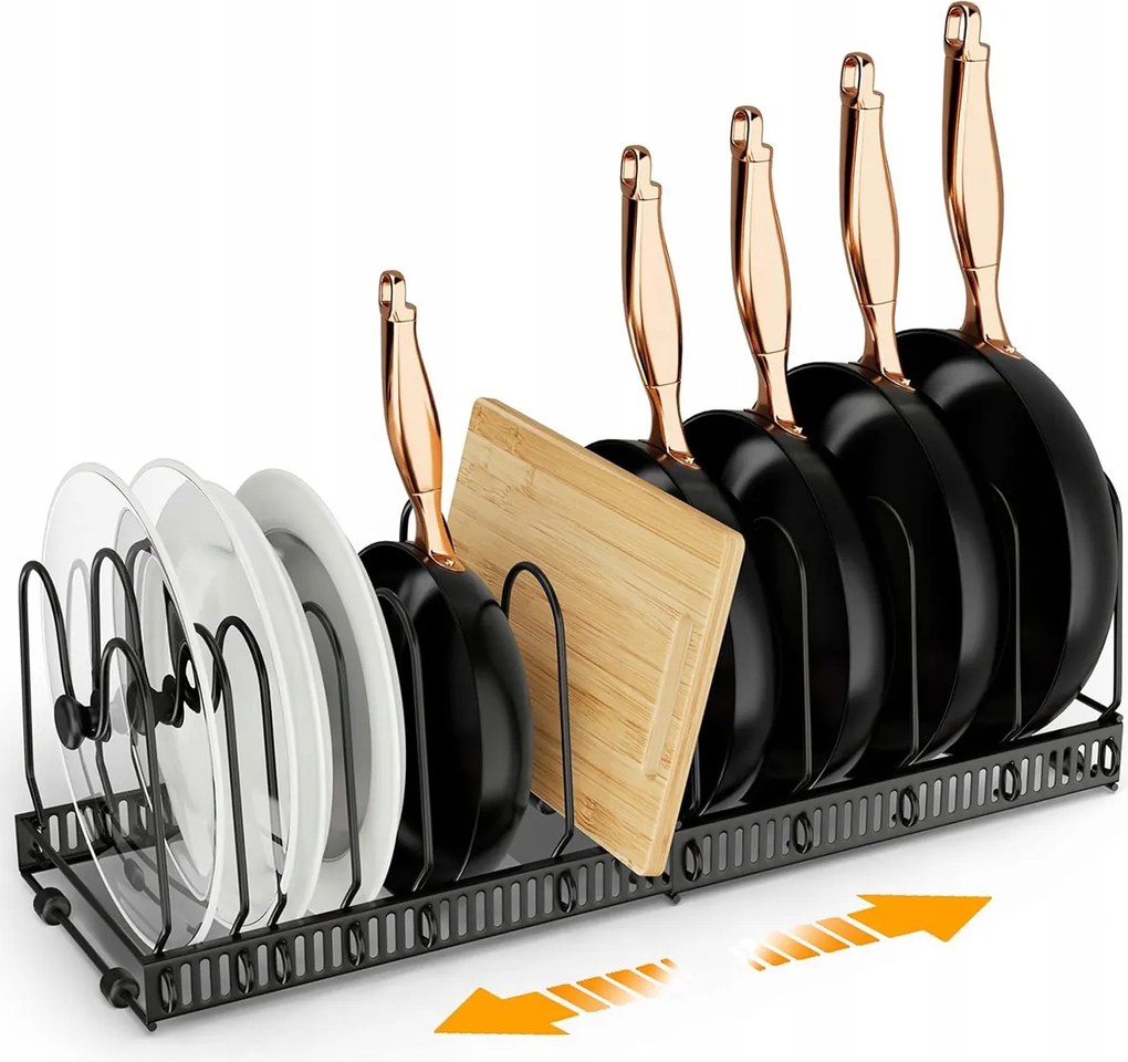 Serpenyő rendszerező vízszintes fekete Serpenyő Fedők Tányérok