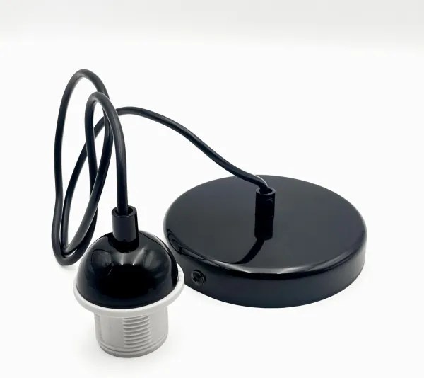 Csillár zsinóron HARMA 1xE27/15W/230V átm. 25 cm fehér/fekete