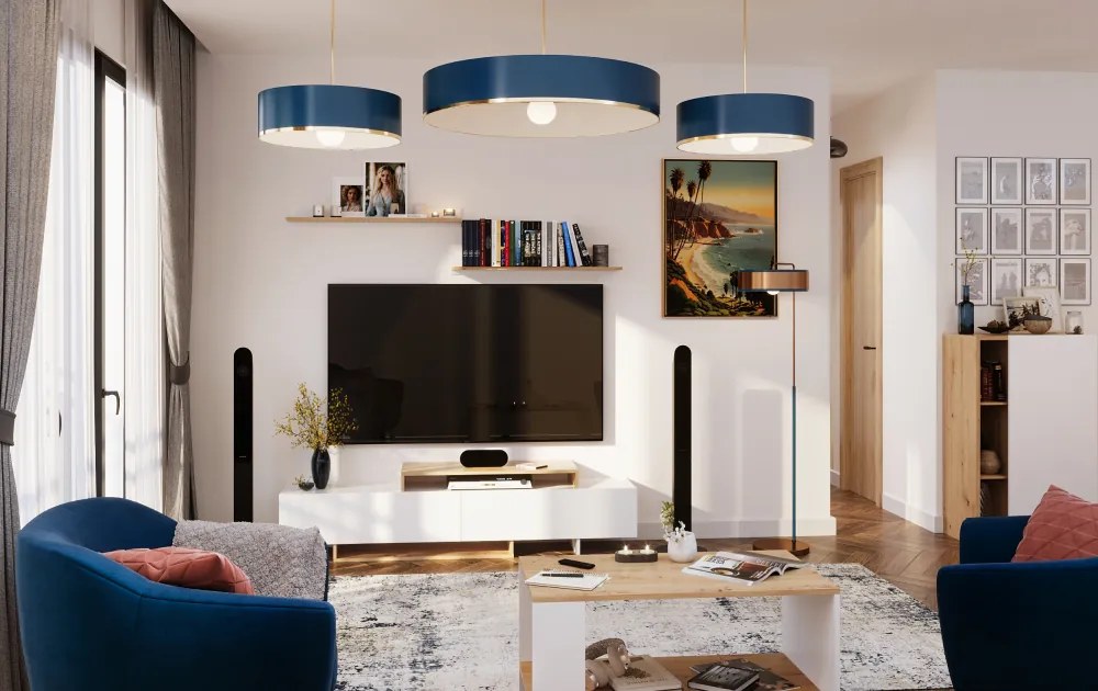 Nappali fal, fehér/artisan tölgy, MILONA