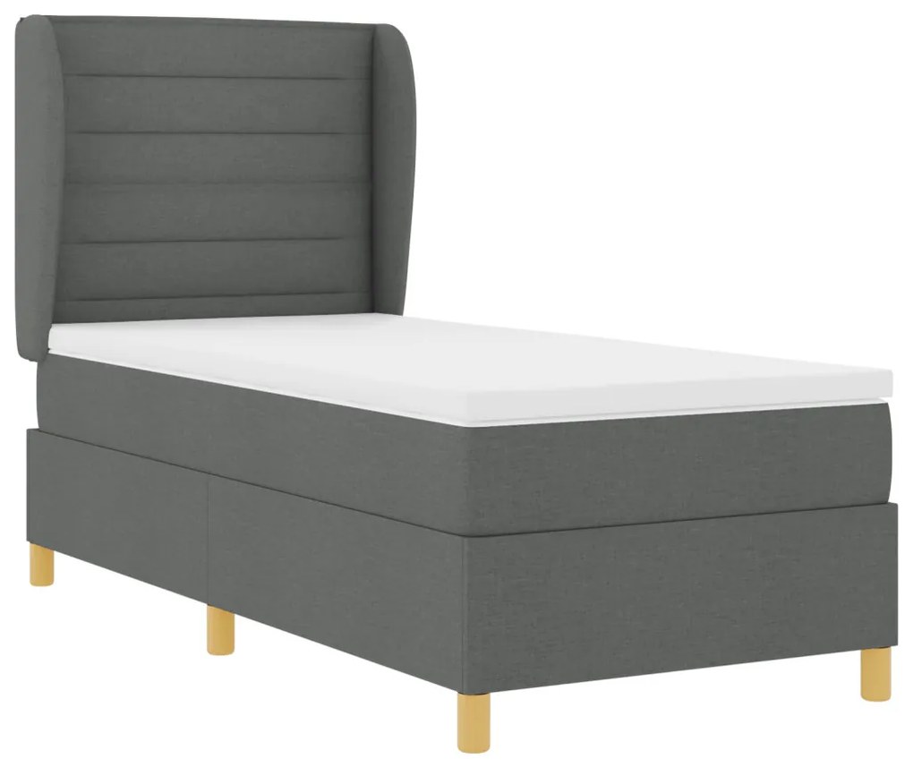 Boxspring Ágy Matrac Esernyő Szürke 90x200 cm Szövet