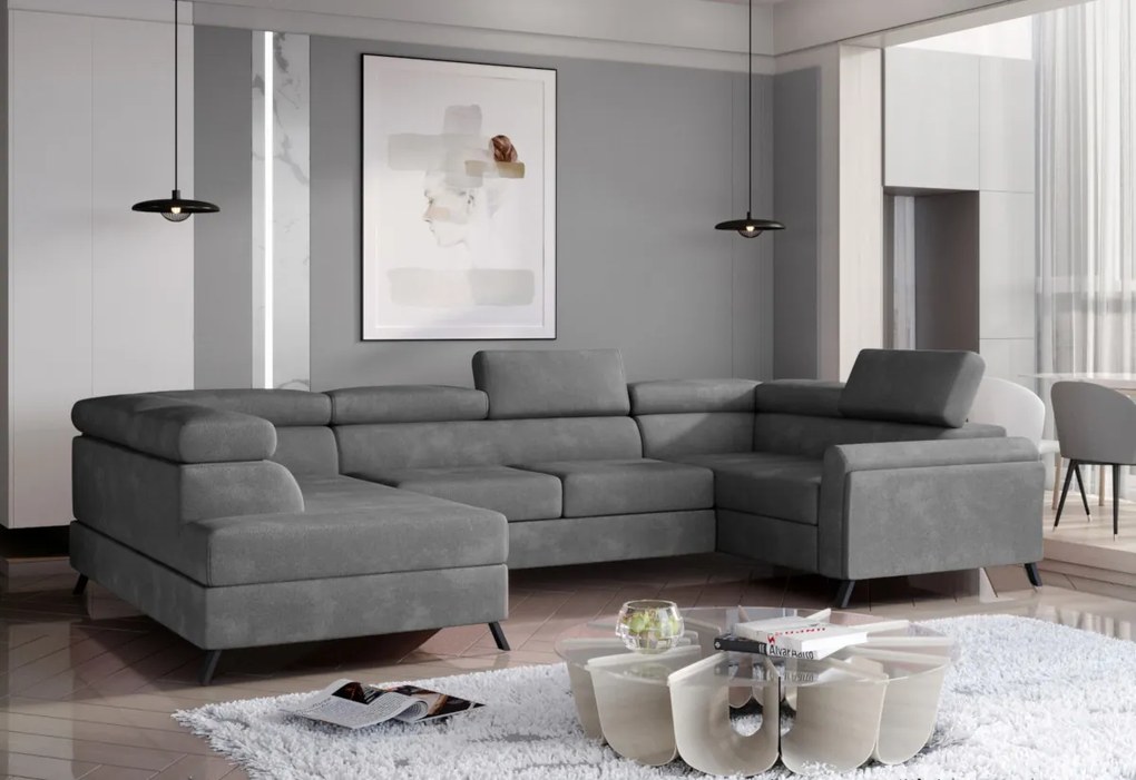 ESMADA ágyazható U alakú ülőgarnitúra, 336x92x200, soft 17, jobb