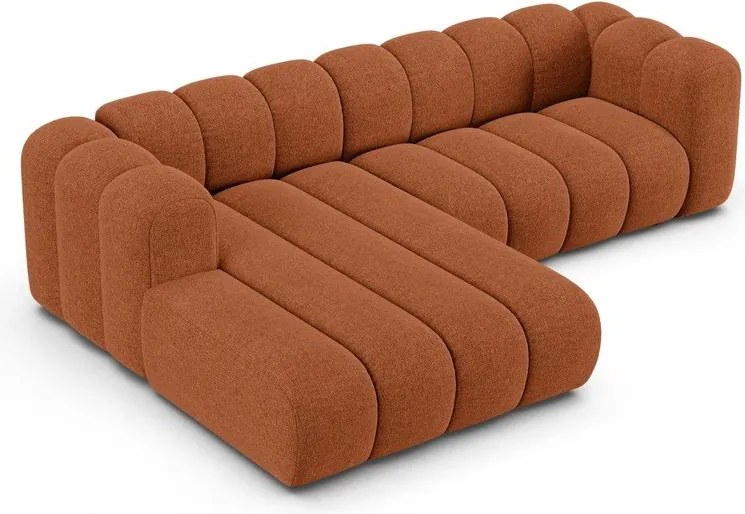 Téglavörös zsenília sarokkanapé (bal oldali-heverő résszel) Lupine – Micadoni