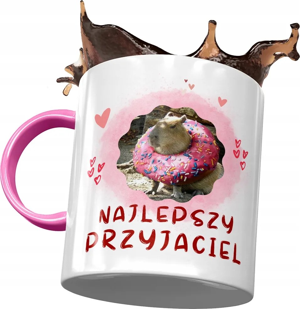 Rózsaszín Kapibara Bögre Születésnapra Névnapra Ajándék Nyomtatott Fotóval