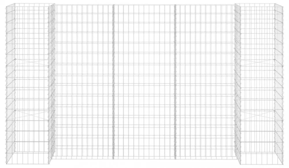 H alakú acéldrót virágtartó gabion 260 x 40 x 150 cm