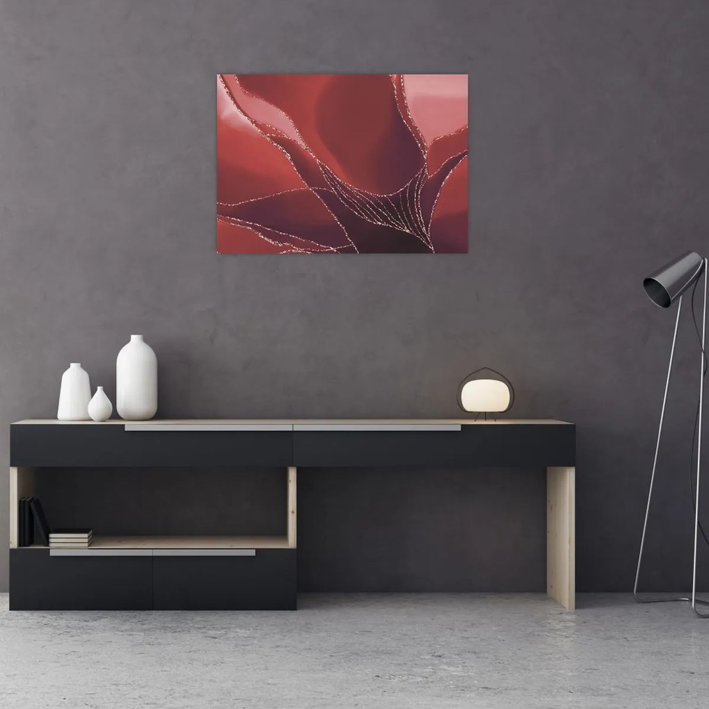 Kép - Piros absztrakt virág N⁰2 (70x50 cm)