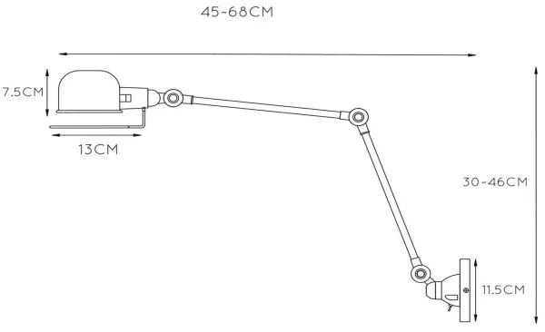 Lucide 45252/11/97 - Fali lámpa HONORE 1xE14/40W/230V