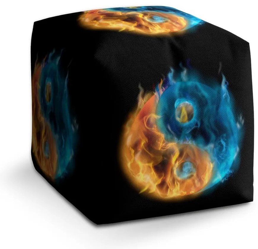 Cube zsámoly lángoló jin és jang, fekete