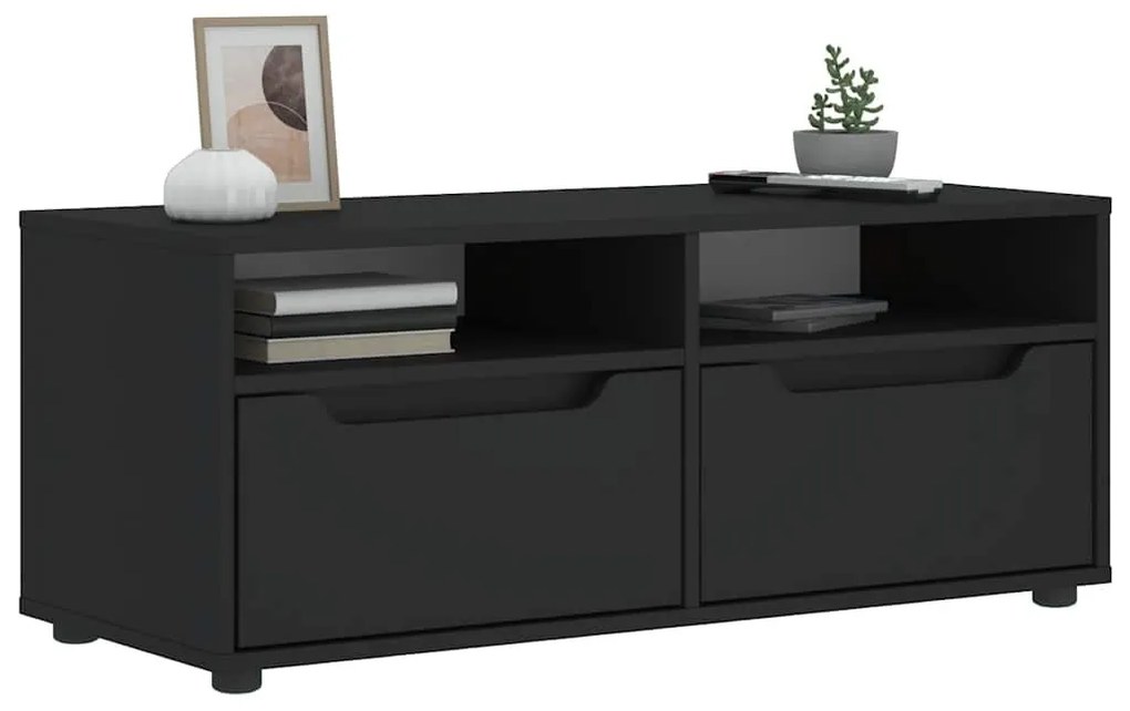 VISNES fekete szerelt fa TV-szekrény 100x40x38 cm