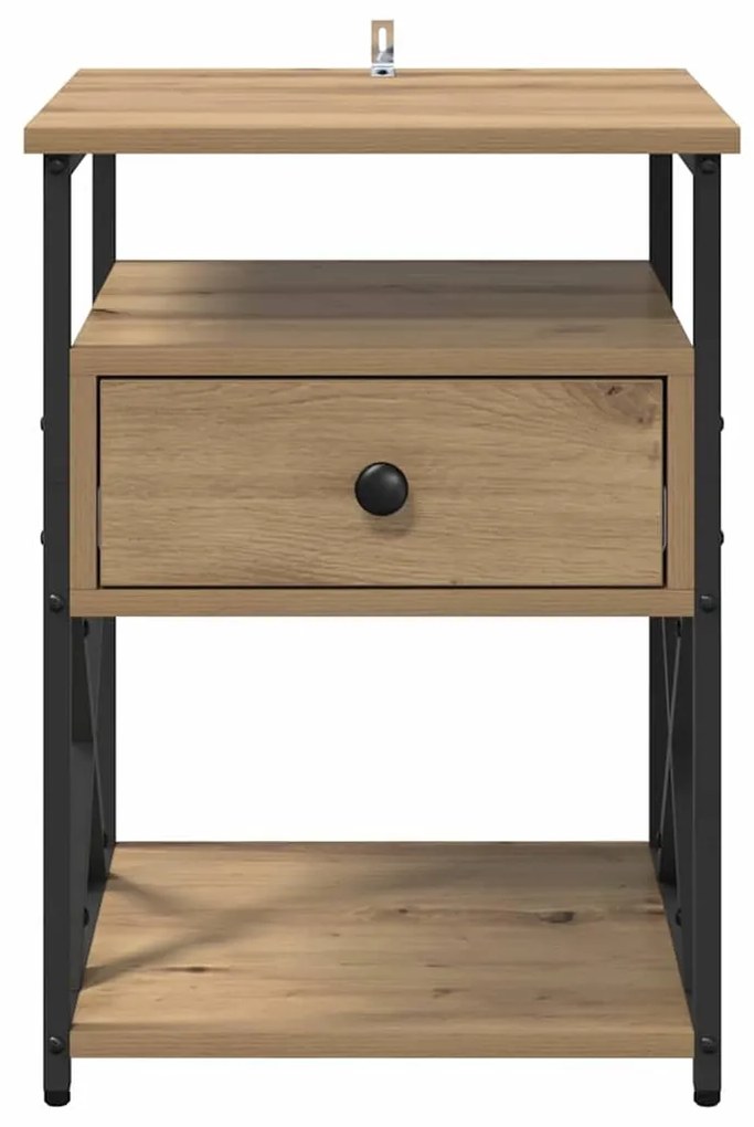 Éjjeliszekrény 2 pcs kézműves tölgy 40 x 42 x 55 cm Faanyag