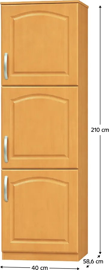 Magas konyhaszekrény, jobb, égerfa, LORA MDF NEW KLASIK S40/210/57