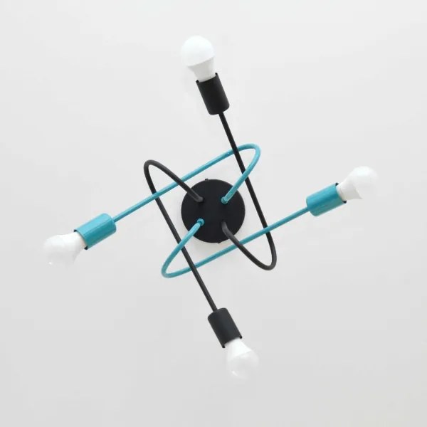 Felületre szerelhető csillár OXFORD 4xE27/15W/230V fekete/türkiz