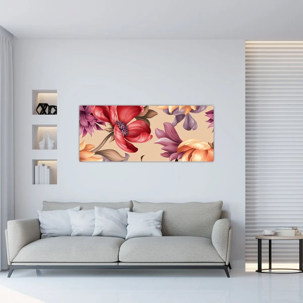 Kép - Vintage virágok (120x50 cm)