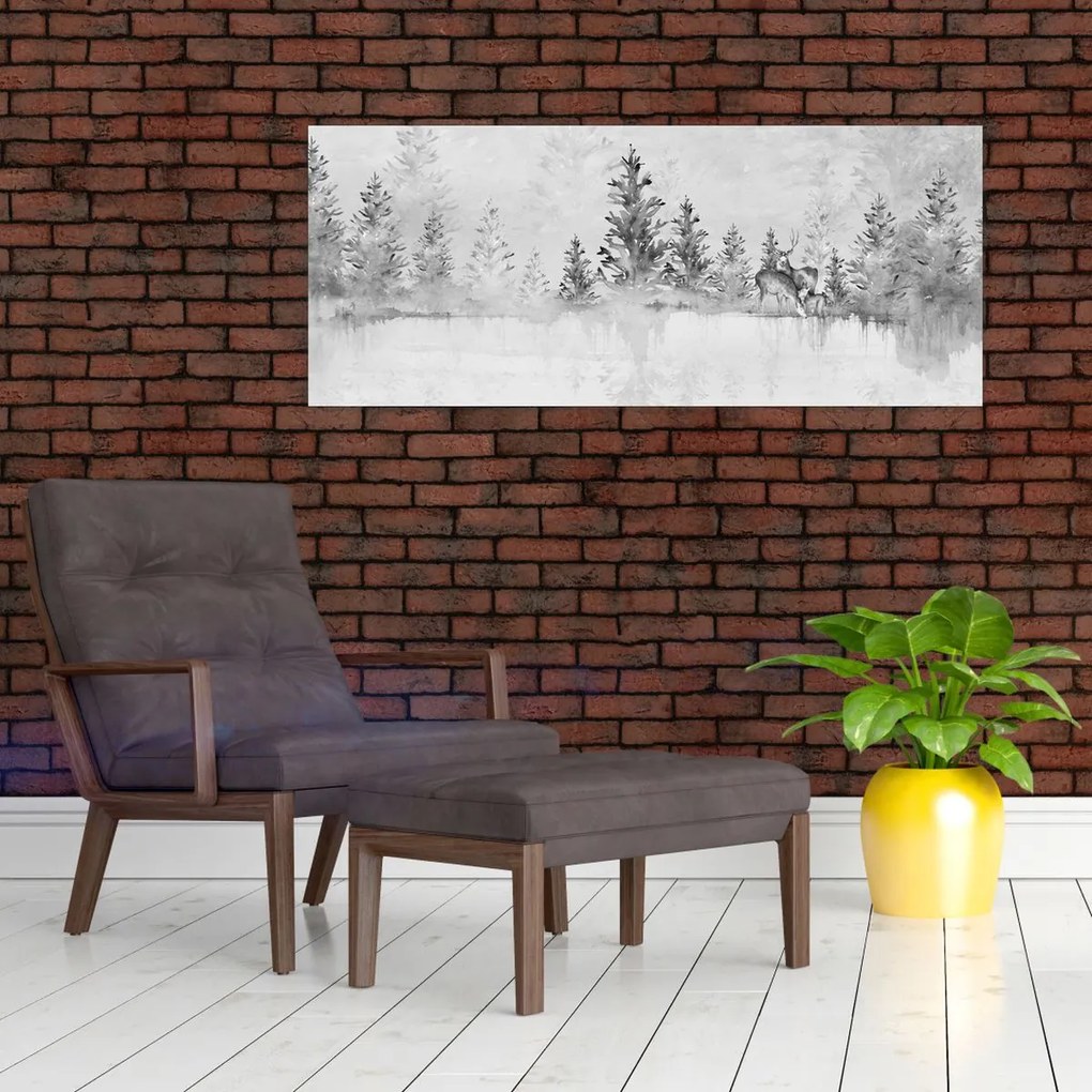Kép - Szarvas a tónál (120x50 cm)