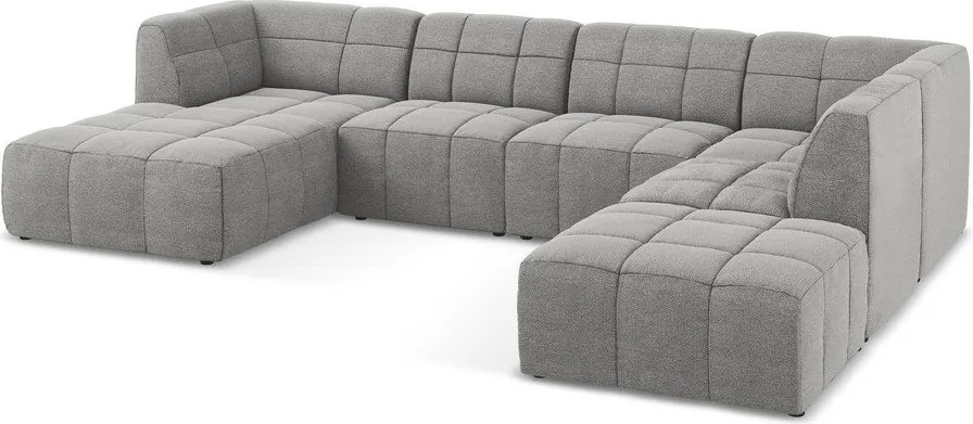 Szürke buklé sarokkanapé (U alakú) Aloha – Makamii