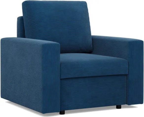 Zeus fotel, egyenes kartámasz, kordbársony, bonell töltet, kék