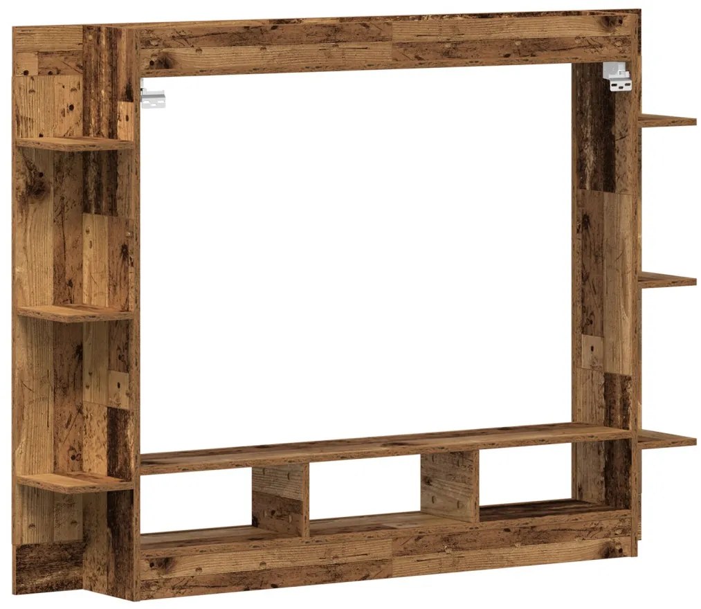 TV szekrény fali elhelyezés, régi fa 152x22x113 cm
