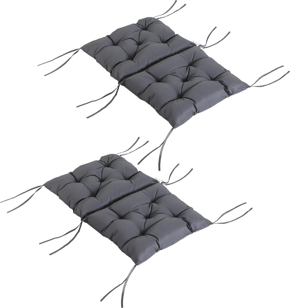 Outsunny 2 darabos Ülőpárna Készlet, 98cm x 50cm x 8cm Székpárnák Hevederekkel, Mosógépben Mosható/Ergonómikus Ülőpárnák Otthonra, Kertbe, Kanapéra, S