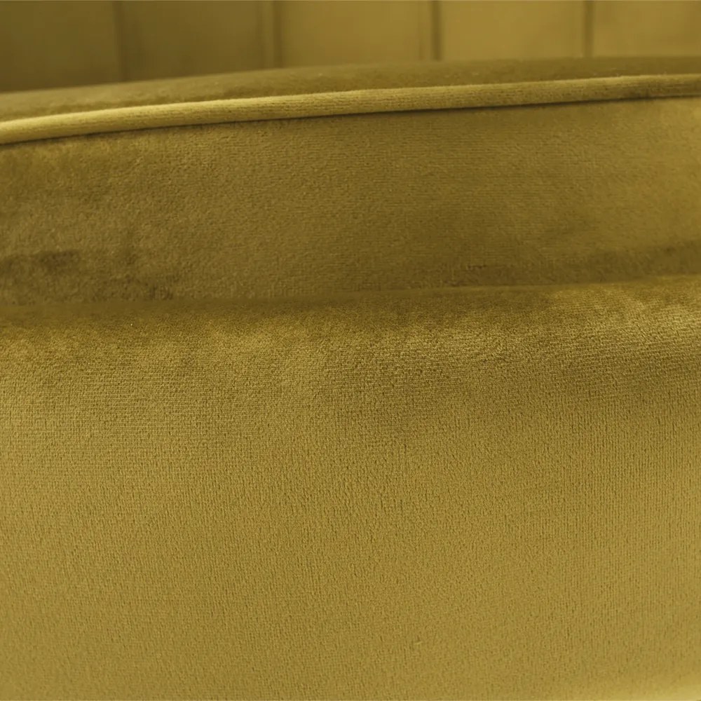 Fotel Art-deco stílusban, mustár színű Velvet anyag/gold chróm-arany, NOBLIN