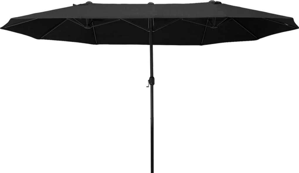 Outsunny Kétszárnyú Napernyő 455 x 265 cm, UV Védelem, Kézi Crank, Terasz- és Tengerparti Napernyő, Fekete | Aosom